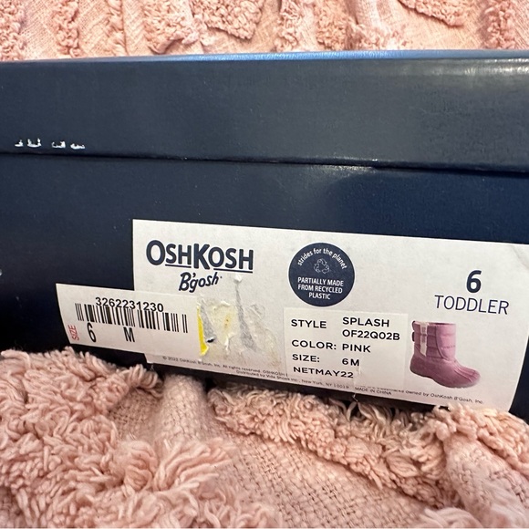 KIDS' OSHKOSH B'GOSH TODDLER SPLASH WINTER BOOTS Pink Snow Boots Toddler size 6 - Picture 3 of 7